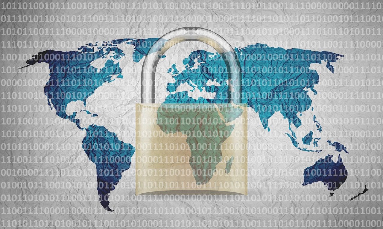 global internet cybersecurity lock
