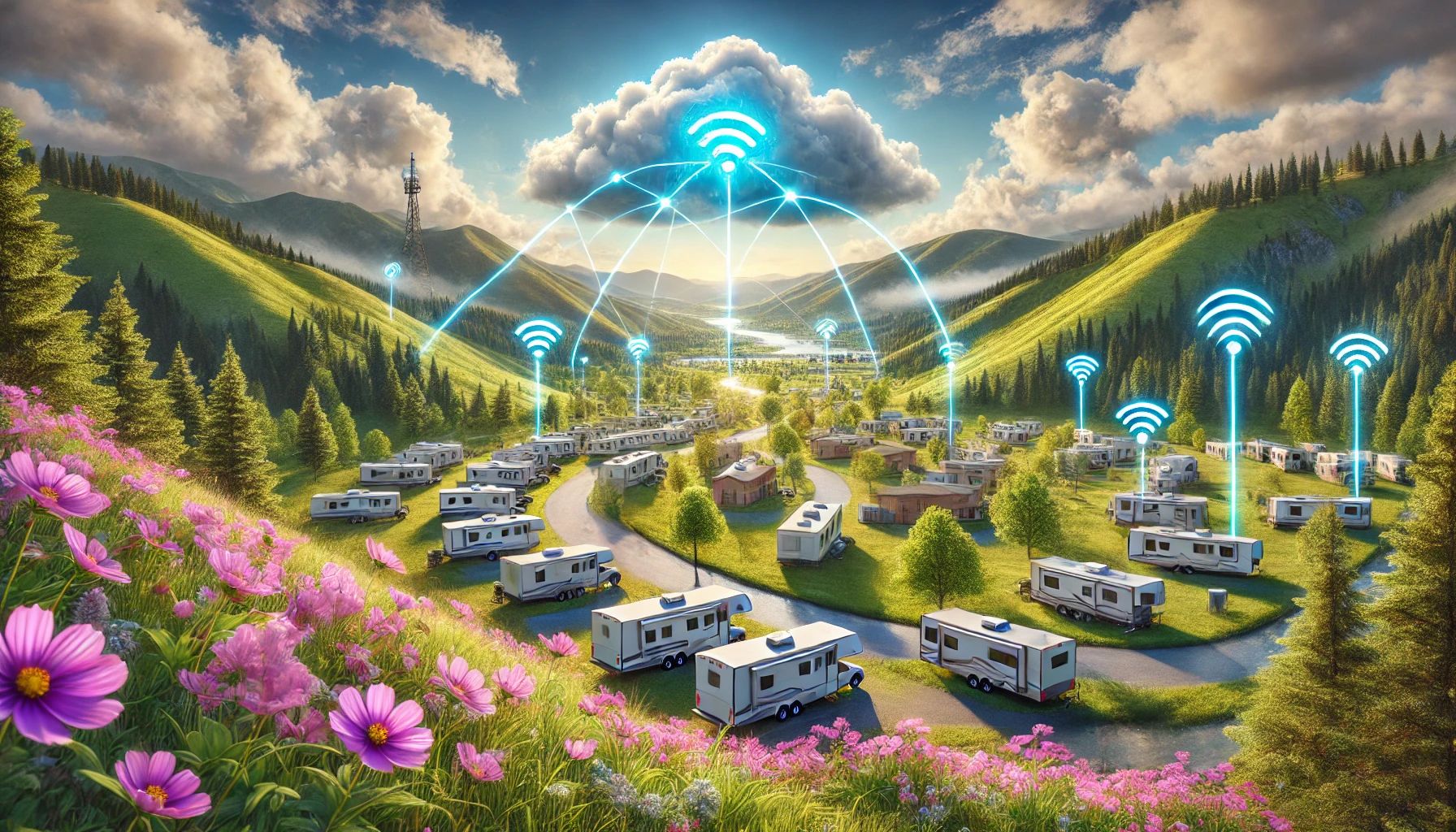 A remote RV resort is online and connected to the cloud.