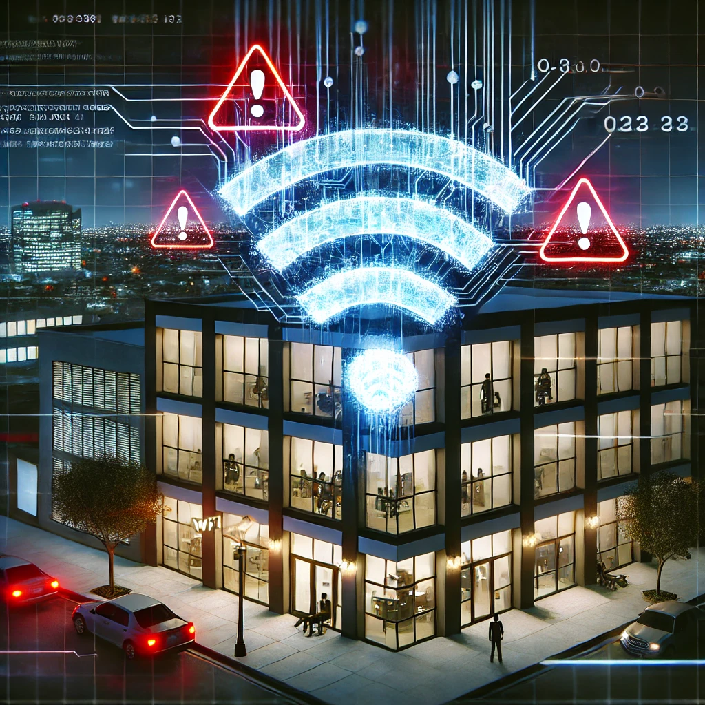 Image of a business with a weak network security key.