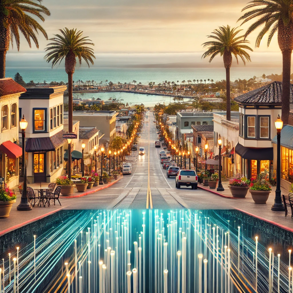 San Luis Obispo street lined with SMBs looking for IT services.